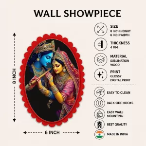 Shree Krishna And Shree Radha Wall Decorative Showpiece 6 X 8 Inch | 4 MM MDF Wooden Glossy Sublimation Print | Back Hook Wall Hanging | Home Temple & Living Room Decor (F58123) Shree Krishna And Shree Radha Wall Decorative Showpiece 6 X 8 Inch | 4 MM MDF Wooden Glossy Sublimation Print | Back Hook Wall Hanging | Home Temple & Living Room Decor (F58123)