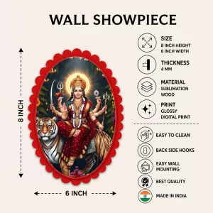 Durga Wall Decorative Showpiece 6 X 8 Inch | 4 MM MDF Wooden Glossy Sublimation Print | Back Hook Wall Hanging | Home Temple & Living Room Decor (F58131) Durga Wall Decorative Showpiece 6 X 8 Inch | 4 MM MDF Wooden Glossy Sublimation Print | Back Hook Wall Hanging | Home Temple & Living Room Decor (F58131)