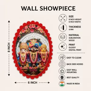 Jagannath, Balabhadra, And Subhadra Wall Decorative Showpiece 6 X 8 Inch | 4 MM MDF Wooden Glossy Sublimation Print | Back Hook Wall Hanging | Home Temple & Living Room Decor (F58150) Jagannath, Balabhadra, And Subhadra Wall Decorative Showpiece 6 X 8 Inch | 4 MM MDF Wooden Glossy Sublimation Print | Back Hook Wall Hanging | Home Temple & Living Room Decor (F58150)