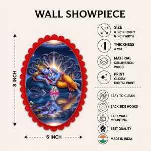 Lord Shiva Wall Decorative Showpiece 6 X 8 Inch | 4 MM MDF Wooden Glossy Sublimation Print | Back Hook Wall Hanging | Home Temple & Living Room Decor (F58156)