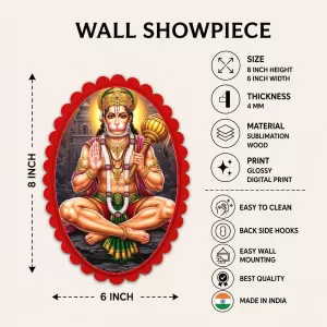 Hanuman Wall Decorative Showpiece 6 X 8 Inch | 4 MM MDF Wooden Glossy Sublimation Print | Back Hook Wall Hanging | Home Temple & Living Room Decor (F58193) Hanuman Wall Decorative Showpiece 6 X 8 Inch | 4 MM MDF Wooden Glossy Sublimation Print | Back Hook Wall Hanging | Home Temple & Living Room Decor (F58193)