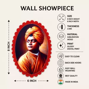 Swami Vivekananda Wall Decorative Showpiece 6 X 8 Inch | 4 MM MDF Wooden Glossy Sublimation Print | Back Hook Wall Hanging | Home Temple & Living Room Decor (F58203)