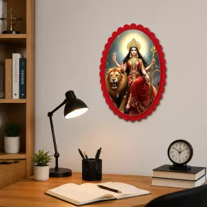 Durga Wall Decorative Showpiece 6 X 8 Inch | 4 MM MDF Wooden Glossy Sublimation Print | Back Hook Wall Hanging | Home Temple & Living Room Decor (F56982) Durga Wall Decorative Showpiece 6 X 8 Inch | 4 MM MDF Wooden Glossy Sublimation Print | Back Hook Wall Hanging | Home Temple & Living Room Decor (F56982)