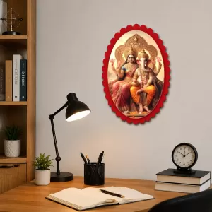 Lakshmi And Ganesha Wall Decorative Showpiece 6 X 8 Inch | 4 MM MDF Wooden Glossy Sublimation Print | Back Hook Wall Hanging | Home Temple & Living Room Decor (F56987) Lakshmi And Ganesha Wall Decorative Showpiece 6 X 8 Inch | 4 MM MDF Wooden Glossy Sublimation Print | Back Hook Wall Hanging | Home Temple & Living Room Decor (F56987)