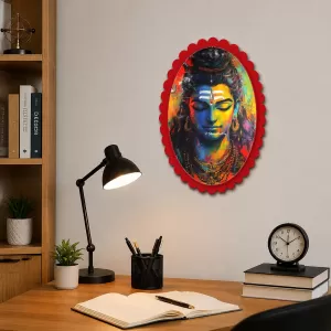 Shiva Wall Decorative Showpiece 6 X 8 Inch | 4 MM MDF Wooden Glossy Sublimation Print | Back Hook Wall Hanging | Home Temple & Living Room Decor (F57000)