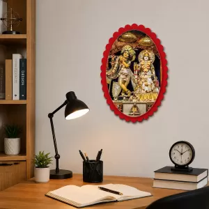 Shree Krishna And Shree Radha Wall Decorative Showpiece 6 X 8 Inch | 4 MM MDF Wooden Glossy Sublimation Print | Back Hook Wall Hanging | Home Temple & Living Room Decor (F57011) Shree Krishna And Shree Radha Wall Decorative Showpiece 6 X 8 Inch | 4 MM MDF Wooden Glossy Sublimation Print | Back Hook Wall Hanging | Home Temple & Living Room Decor (F57011)