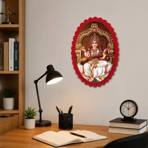 Goddess Saraswati Wall Decorative Showpiece 6 X 8 Inch | 4 MM MDF Wooden Glossy Sublimation Print | Back Hook Wall Hanging | Home Temple & Living Room Decor (F57015) Goddess Saraswati Wall Decorative Showpiece 6 X 8 Inch | 4 MM MDF Wooden Glossy Sublimation Print | Back Hook Wall Hanging | Home Temple & Living Room Decor (F57015)