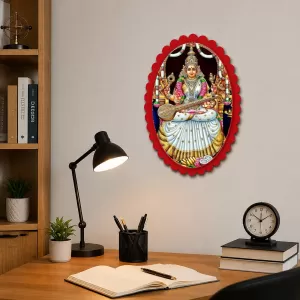 Goddess Saraswati Wall Decorative Showpiece 6 X 8 Inch | 4 MM MDF Wooden Glossy Sublimation Print | Back Hook Wall Hanging | Home Temple & Living Room Decor (F57017) Goddess Saraswati Wall Decorative Showpiece 6 X 8 Inch | 4 MM MDF Wooden Glossy Sublimation Print | Back Hook Wall Hanging | Home Temple & Living Room Decor (F57017)