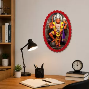 Hanuman Wall Decorative Showpiece 6 X 8 Inch | 4 MM MDF Wooden Glossy Sublimation Print | Back Hook Wall Hanging | Home Temple & Living Room Decor (F57022)