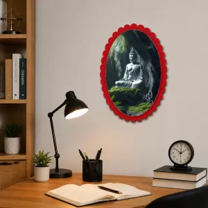 Gautama Buddha Wall Decorative Showpiece 6 X 8 Inch | 4 MM MDF Wooden Glossy Sublimation Print | Back Hook Wall Hanging | Home Temple & Living Room Decor (F57036)