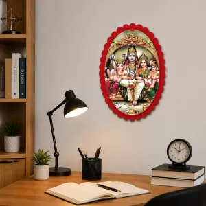 Lord Shiva Wall Decorative Showpiece 6 X 8 Inch | 4 MM MDF Wooden Glossy Sublimation Print | Back Hook Wall Hanging | Home Temple & Living Room Decor (F57043)