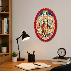 Goddess Durga Wall Decorative Showpiece 6 X 8 Inch | 4 MM MDF Wooden Glossy Sublimation Print | Back Hook Wall Hanging | Home Temple & Living Room Decor (F57090)