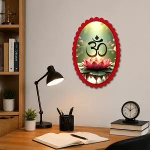 Om Wall Decorative Showpiece 6 X 8 Inch | 4 MM MDF Wooden Glossy Sublimation Print | Back Hook Wall Hanging | Home Temple & Living Room Decor (F57114)