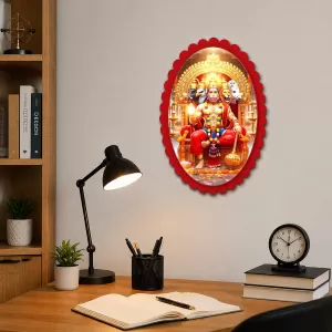 Hanuman Wall Decorative Showpiece 6 X 8 Inch | 4 MM MDF Wooden Glossy Sublimation Print | Back Hook Wall Hanging | Home Temple & Living Room Decor (F57115)