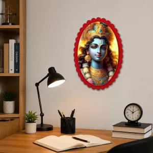 Krishna Wall Decorative Showpiece 6 X 8 Inch | 4 MM MDF Wooden Glossy Sublimation Print | Back Hook Wall Hanging | Home Temple & Living Room Decor (F57119) Krishna Wall Decorative Showpiece 6 X 8 Inch | 4 MM MDF Wooden Glossy Sublimation Print | Back Hook Wall Hanging | Home Temple & Living Room Decor (F57119)