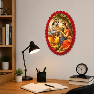 Shree Krishna And Shree Radha Wall Decorative Showpiece 6 X 8 Inch | 4 MM MDF Wooden Glossy Sublimation Print | Back Hook Wall Hanging | Home Temple & Living Room Decor (F57127) Shree Krishna And Shree Radha Wall Decorative Showpiece 6 X 8 Inch | 4 MM MDF Wooden Glossy Sublimation Print | Back Hook Wall Hanging | Home Temple & Living Room Decor (F57127)