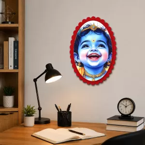 Baby Krishna Wall Decorative Showpiece 6 X 8 Inch | 4 MM MDF Wooden Glossy Sublimation Print | Back Hook Wall Hanging | Home Temple & Living Room Decor (F57134) Baby Krishna Wall Decorative Showpiece 6 X 8 Inch | 4 MM MDF Wooden Glossy Sublimation Print | Back Hook Wall Hanging | Home Temple & Living Room Decor (F57134)