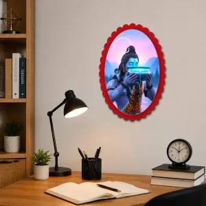 Lord Shiva Wall Decorative Showpiece 6 X 8 Inch | 4 MM MDF Wooden Glossy Sublimation Print | Back Hook Wall Hanging | Home Temple & Living Room Decor (F57136)