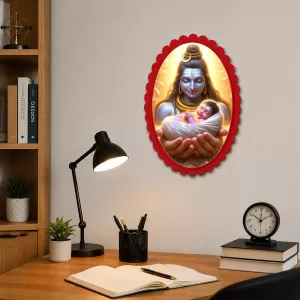 Shiva Wall Decorative Showpiece 6 X 8 Inch | 4 MM MDF Wooden Glossy Sublimation Print | Back Hook Wall Hanging | Home Temple & Living Room Decor (F57137)
