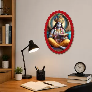 Shree Krishna Wall Decorative Showpiece 6 X 8 Inch | 4 MM MDF Wooden Glossy Sublimation Print | Back Hook Wall Hanging | Home Temple & Living Room Decor (F57139) Shree Krishna Wall Decorative Showpiece 6 X 8 Inch | 4 MM MDF Wooden Glossy Sublimation Print | Back Hook Wall Hanging | Home Temple & Living Room Decor (F57139)