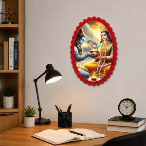 Shiva And Parvati Wall Decorative Showpiece 6 X 8 Inch | 4 MM MDF Wooden Glossy Sublimation Print | Back Hook Wall Hanging | Home Temple & Living Room Decor (F57150) Shiva And Parvati Wall Decorative Showpiece 6 X 8 Inch | 4 MM MDF Wooden Glossy Sublimation Print | Back Hook Wall Hanging | Home Temple & Living Room Decor (F57150)
