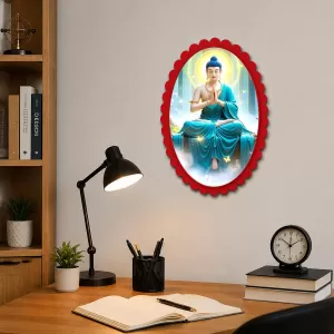 Gautama Buddha Wall Decorative Showpiece 6 X 8 Inch | 4 MM MDF Wooden Glossy Sublimation Print | Back Hook Wall Hanging | Home Temple & Living Room Decor (F57179)