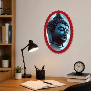 Gautama Buddha Wall Decorative Showpiece 6 X 8 Inch | 4 MM MDF Wooden Glossy Sublimation Print | Back Hook Wall Hanging | Home Temple & Living Room Decor (F57226)