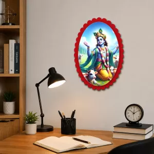 Shree Krishna Wall Decorative Showpiece 6 X 8 Inch | 4 MM MDF Wooden Glossy Sublimation Print | Back Hook Wall Hanging | Home Temple & Living Room Decor (F57236) Shree Krishna Wall Decorative Showpiece 6 X 8 Inch | 4 MM MDF Wooden Glossy Sublimation Print | Back Hook Wall Hanging | Home Temple & Living Room Decor (F57236)