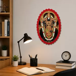 Lord Venkateswara Wall Decorative Showpiece 6 X 8 Inch | 4 MM MDF Wooden Glossy Sublimation Print | Back Hook Wall Hanging | Home Temple & Living Room Decor (F57258)