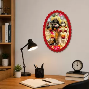 Shree Krishna And Shree Radha Wall Decorative Showpiece 6 X 8 Inch | 4 MM MDF Wooden Glossy Sublimation Print | Back Hook Wall Hanging | Home Temple & Living Room Decor (F57263) Shree Krishna And Shree Radha Wall Decorative Showpiece 6 X 8 Inch | 4 MM MDF Wooden Glossy Sublimation Print | Back Hook Wall Hanging | Home Temple & Living Room Decor (F57263)