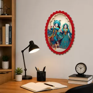 Shree Krishna And Shree Radha Wall Decorative Showpiece 6 X 8 Inch | 4 MM MDF Wooden Glossy Sublimation Print | Back Hook Wall Hanging | Home Temple & Living Room Decor (F57265) Shree Krishna And Shree Radha Wall Decorative Showpiece 6 X 8 Inch | 4 MM MDF Wooden Glossy Sublimation Print | Back Hook Wall Hanging | Home Temple & Living Room Decor (F57265)