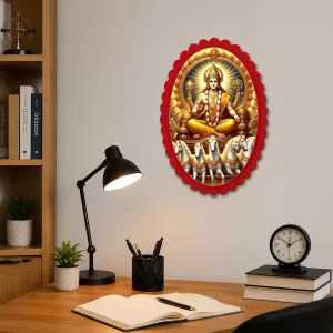Lord Surya Wall Decorative Showpiece 6 X 8 Inch | 4 MM MDF Wooden Glossy Sublimation Print | Back Hook Wall Hanging | Home Temple & Living Room Decor (F57298) Lord Surya Wall Decorative Showpiece 6 X 8 Inch | 4 MM MDF Wooden Glossy Sublimation Print | Back Hook Wall Hanging | Home Temple & Living Room Decor (F57298)