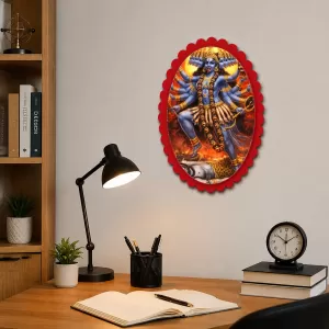 Goddess Kali Wall Decorative Showpiece 6 X 8 Inch | 4 MM MDF Wooden Glossy Sublimation Print | Back Hook Wall Hanging | Home Temple & Living Room Decor (F57324)