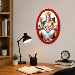 Lord Shiva With Parvati And Lord Ganesha Wall Decorative Showpiece 6 X 8 Inch | 4 MM MDF Wooden Glossy Sublimation Print | Back Hook Wall Hanging | Home Temple & Living Room Decor (F57374) Lord Shiva With Parvati And Lord Ganesha Wall Decorative Showpiece 6 X 8 Inch | 4 MM MDF Wooden Glossy Sublimation Print | Back Hook Wall Hanging | Home Temple & Living Room Decor (F57374)