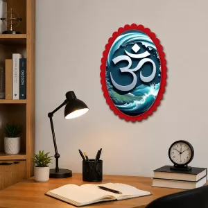 Om Wall Decorative Showpiece 6 X 8 Inch | 4 MM MDF Wooden Glossy Sublimation Print | Back Hook Wall Hanging | Home Temple & Living Room Decor (F57397)