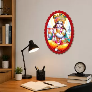 Shree Krishna Wall Decorative Showpiece 6 X 8 Inch | 4 MM MDF Wooden Glossy Sublimation Print | Back Hook Wall Hanging | Home Temple & Living Room Decor (F57400) Shree Krishna Wall Decorative Showpiece 6 X 8 Inch | 4 MM MDF Wooden Glossy Sublimation Print | Back Hook Wall Hanging | Home Temple & Living Room Decor (F57400)
