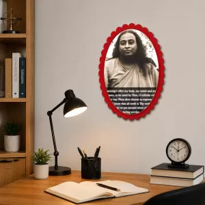 Paramahansa Yogananda Wall Decorative Showpiece 6 X 8 Inch | 4 MM MDF Wooden Glossy Sublimation Print | Back Hook Wall Hanging | Home Temple & Living Room Decor (F57423)
