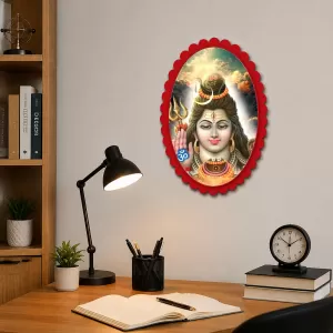 Shiva Wall Decorative Showpiece 6 X 8 Inch | 4 MM MDF Wooden Glossy Sublimation Print | Back Hook Wall Hanging | Home Temple & Living Room Decor (F57432)