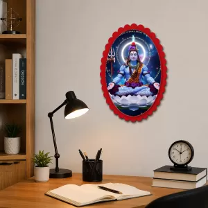 Shiva Wall Decorative Showpiece 6 X 8 Inch | 4 MM MDF Wooden Glossy Sublimation Print | Back Hook Wall Hanging | Home Temple & Living Room Decor (F57435)