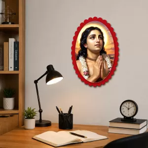 Krishna Wall Decorative Showpiece 6 X 8 Inch | 4 MM MDF Wooden Glossy Sublimation Print | Back Hook Wall Hanging | Home Temple & Living Room Decor (F57442)
