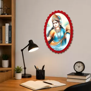 Goddess Ganga Wall Decorative Showpiece 6 X 8 Inch | 4 MM MDF Wooden Glossy Sublimation Print | Back Hook Wall Hanging | Home Temple & Living Room Decor (F57451)