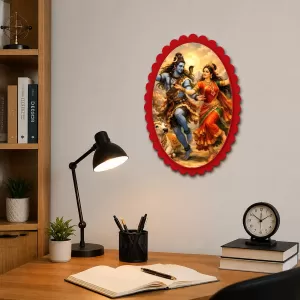 Lord Shiva And Parvati Wall Decorative Showpiece 6 X 8 Inch | 4 MM MDF Wooden Glossy Sublimation Print | Back Hook Wall Hanging | Home Temple & Living Room Decor (F57475)