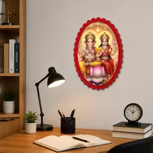 Ganesha And Lakshmi Wall Decorative Showpiece 6 X 8 Inch | 4 MM MDF Wooden Glossy Sublimation Print | Back Hook Wall Hanging | Home Temple & Living Room Decor (F57486) Ganesha And Lakshmi Wall Decorative Showpiece 6 X 8 Inch | 4 MM MDF Wooden Glossy Sublimation Print | Back Hook Wall Hanging | Home Temple & Living Room Decor (F57486)