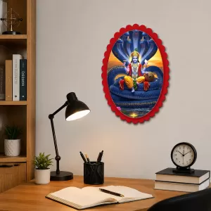 Vishnu Wall Decorative Showpiece 6 X 8 Inch | 4 MM MDF Wooden Glossy Sublimation Print | Back Hook Wall Hanging | Home Temple & Living Room Decor (F57501) Vishnu Wall Decorative Showpiece 6 X 8 Inch | 4 MM MDF Wooden Glossy Sublimation Print | Back Hook Wall Hanging | Home Temple & Living Room Decor (F57501)