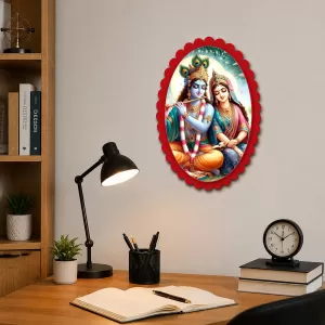Shree Krishna And Shree Radha Wall Decorative Showpiece 6 X 8 Inch | 4 MM MDF Wooden Glossy Sublimation Print | Back Hook Wall Hanging | Home Temple & Living Room Decor (F57503) Shree Krishna And Shree Radha Wall Decorative Showpiece 6 X 8 Inch | 4 MM MDF Wooden Glossy Sublimation Print | Back Hook Wall Hanging | Home Temple & Living Room Decor (F57503)