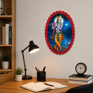 Krishna Wall Decorative Showpiece 6 X 8 Inch | 4 MM MDF Wooden Glossy Sublimation Print | Back Hook Wall Hanging | Home Temple & Living Room Decor (F57507) Krishna Wall Decorative Showpiece 6 X 8 Inch | 4 MM MDF Wooden Glossy Sublimation Print | Back Hook Wall Hanging | Home Temple & Living Room Decor (F57507)