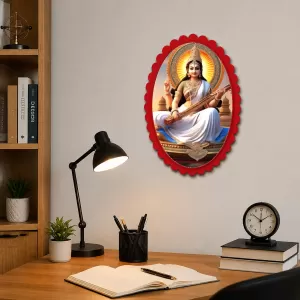 Saraswati Wall Decorative Showpiece 6 X 8 Inch | 4 MM MDF Wooden Glossy Sublimation Print | Back Hook Wall Hanging | Home Temple & Living Room Decor (F57508) Saraswati Wall Decorative Showpiece 6 X 8 Inch | 4 MM MDF Wooden Glossy Sublimation Print | Back Hook Wall Hanging | Home Temple & Living Room Decor (F57508)