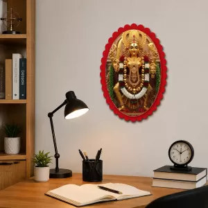 Goddess Durga Wall Decorative Showpiece 6 X 8 Inch | 4 MM MDF Wooden Glossy Sublimation Print | Back Hook Wall Hanging | Home Temple & Living Room Decor (F57514)