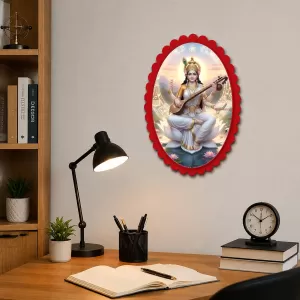 Saraswati Wall Decorative Showpiece 6 X 8 Inch | 4 MM MDF Wooden Glossy Sublimation Print | Back Hook Wall Hanging | Home Temple & Living Room Decor (F57523) Saraswati Wall Decorative Showpiece 6 X 8 Inch | 4 MM MDF Wooden Glossy Sublimation Print | Back Hook Wall Hanging | Home Temple & Living Room Decor (F57523)