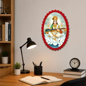 Goddess Saraswati Wall Decorative Showpiece 6 X 8 Inch | 4 MM MDF Wooden Glossy Sublimation Print | Back Hook Wall Hanging | Home Temple & Living Room Decor (F57525) Goddess Saraswati Wall Decorative Showpiece 6 X 8 Inch | 4 MM MDF Wooden Glossy Sublimation Print | Back Hook Wall Hanging | Home Temple & Living Room Decor (F57525)